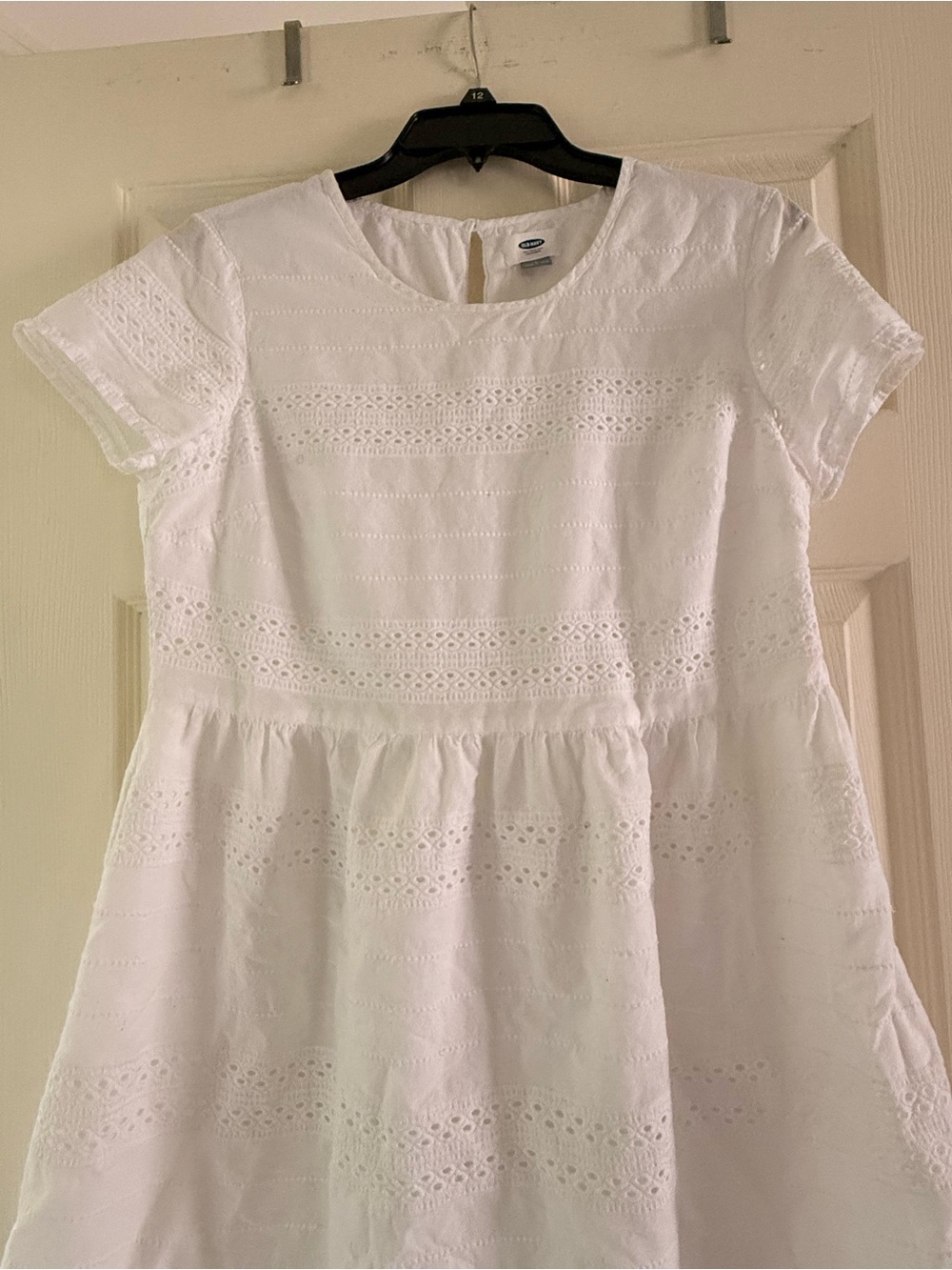 Old Navy White Eyelet Short Sleeve Cotton Dress